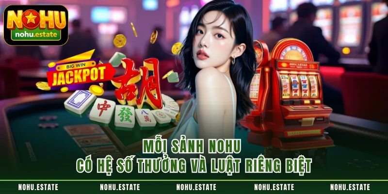 Mỗi sảnh NOHU có hệ số thưởng và luật riêng biệt